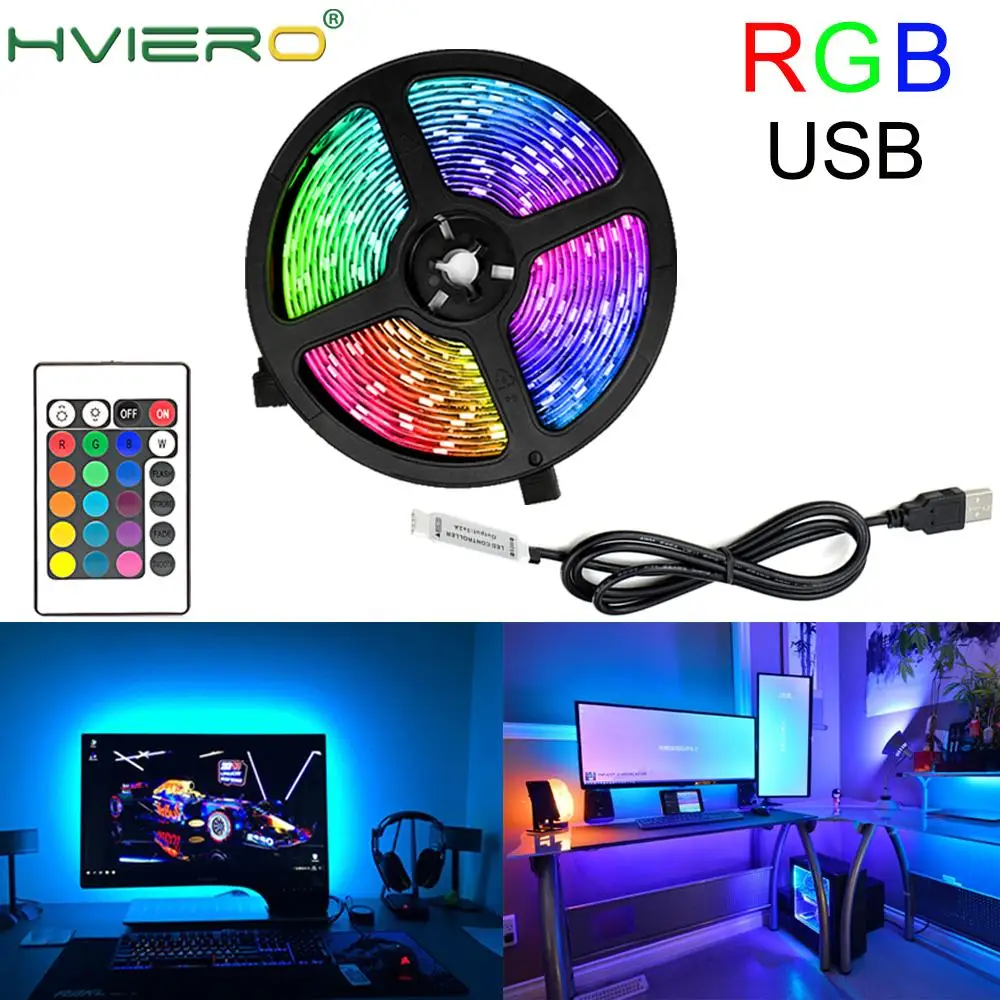 USB Светодиодная лента лампа 2835 SMD DC5V гибкий светодиодный светильник 1 м 2 3 4 5 HD ТВ