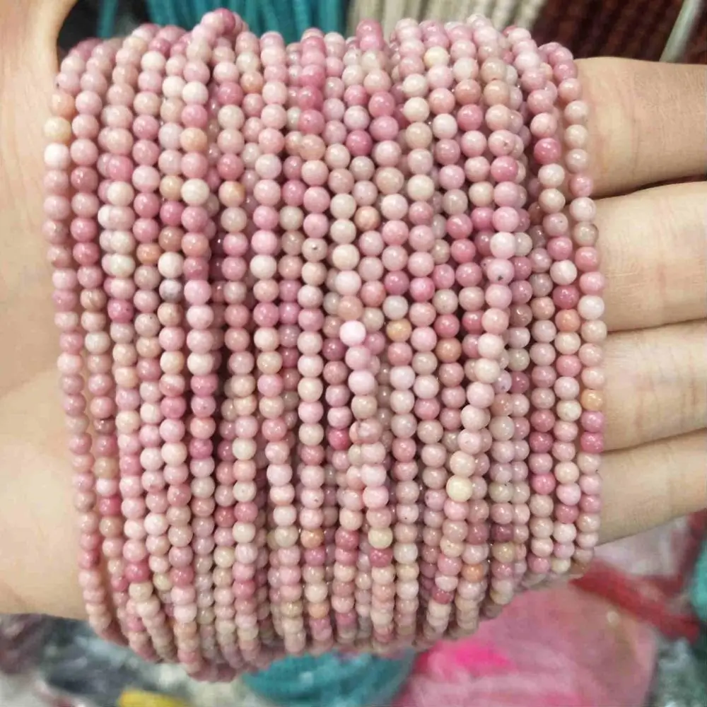 Rhodochrosite 2 мм 3 мм из натуральных круглых камней бусины розовый кварц аметисты лазурит Агаты бусины из нефрита для самостоятельного изготовления ювелирных изделий браслет ожерелье - Цвет: Rhodochrosite