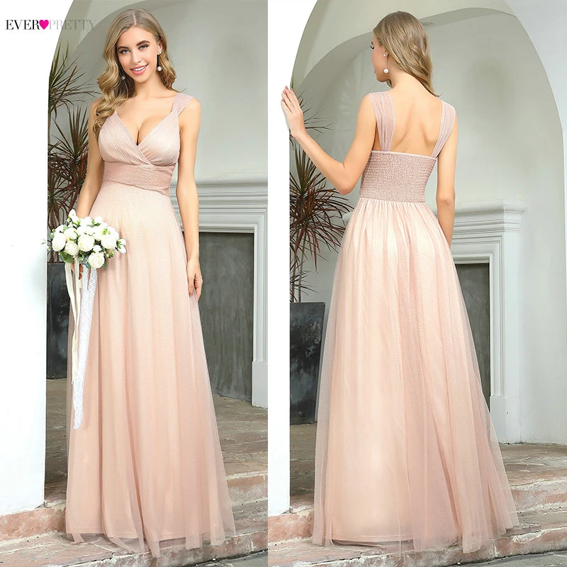Длинные платья для выпускного вечера Spakle трапециевидные с v-образным вырезом и