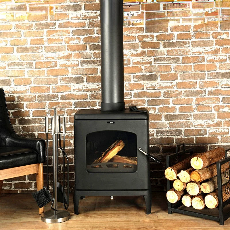 

Winter Fireplace Heat Stove Black Real Wood Burning Log Burner Efficient Heat Distribution Christmas