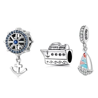 925 sterling silver anchor telescope cruise ship charm beads fit original pandora bracelet jewelry making fashion pendants