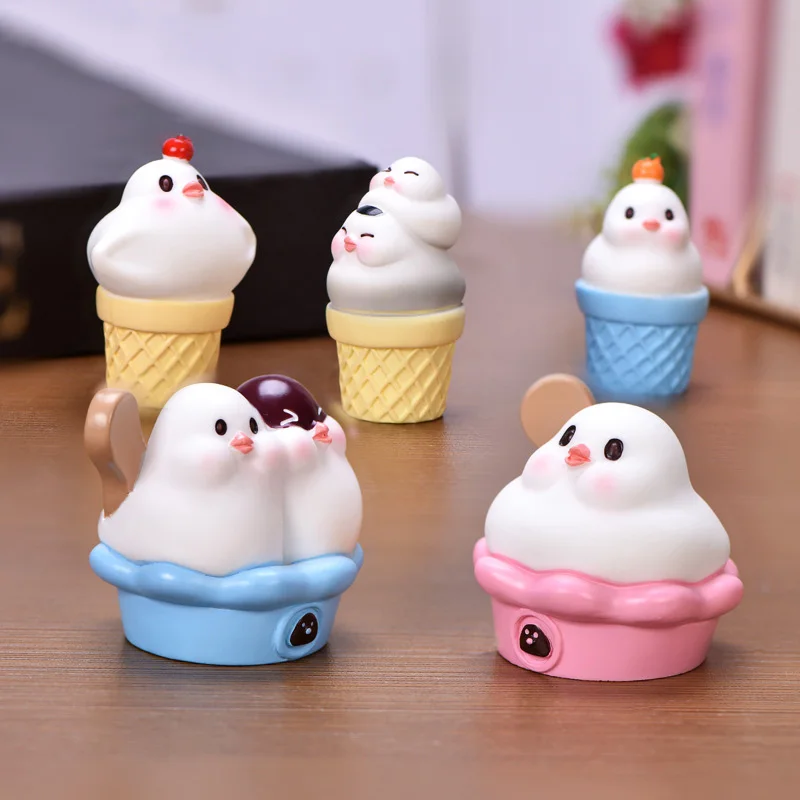 

1Pc Cute Chick Ice Cream Miniature Figurines Fairy Garden Ornaments Resin Craft DIY Micro Landscape Home Decoration Accessories