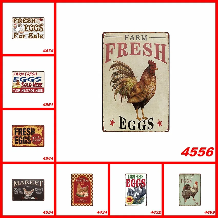 Яйца счастливый винтажный металлический знак плакат домашний декор рынок