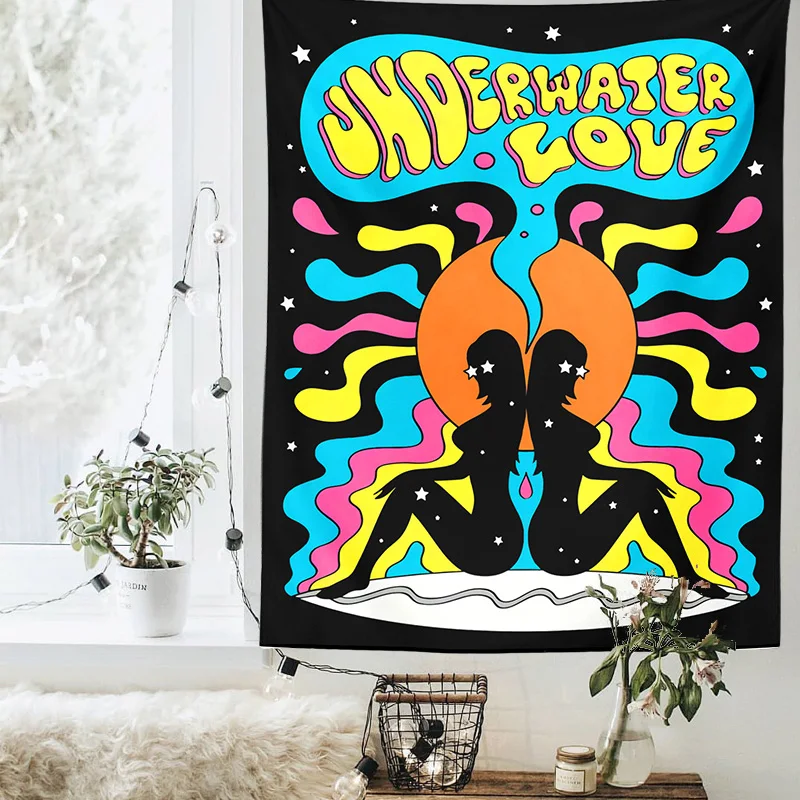 Психоделический красочный настенный подвесной гобелен Радужный хиппи домашний
