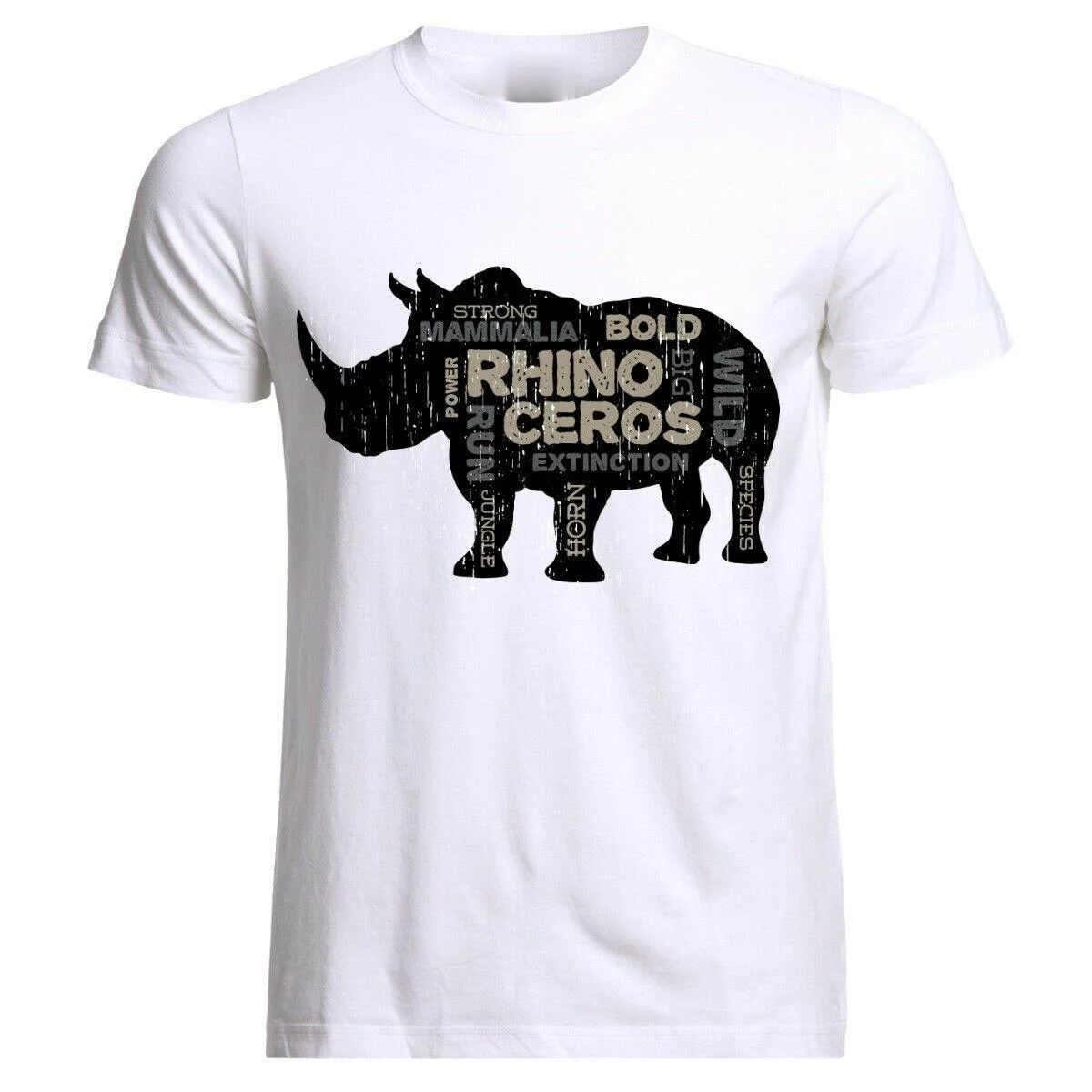 

Rhino Wildlife T-shirt Summer Cotton O-neck Men's T-shirt