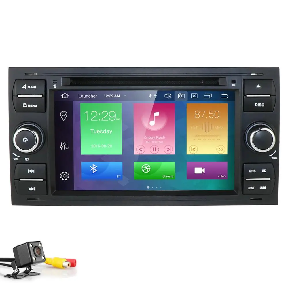 black 64G OctaCore Android9.0 автомобильный аудио gps для FORD FOCUS C-MAX автомобильный dvd-плеер Автомобильный мультимедийный стерео головное устройство 1024*600 4G ram CD - Цвет: black