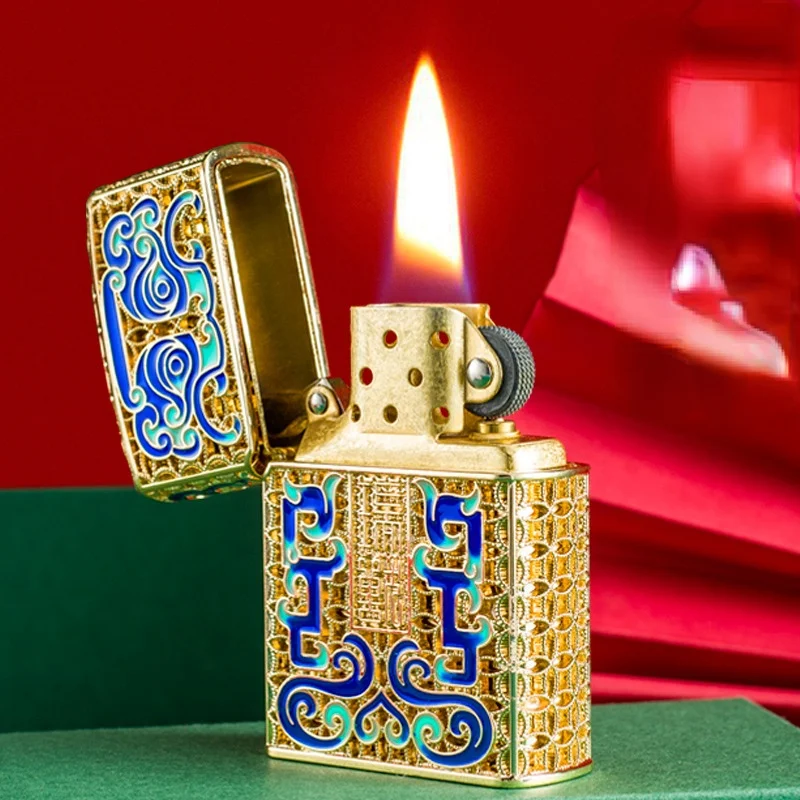 Роскошный и элегантный подарок на удачу керосиновая зажигалка Золотая проволока