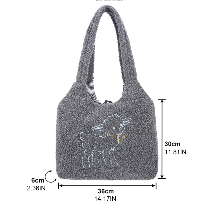 

Women Ladies Lamb Embroidery Shoulder Bag Top Handle Tote Purse Messenger Satchel Shopping Bags D0UD