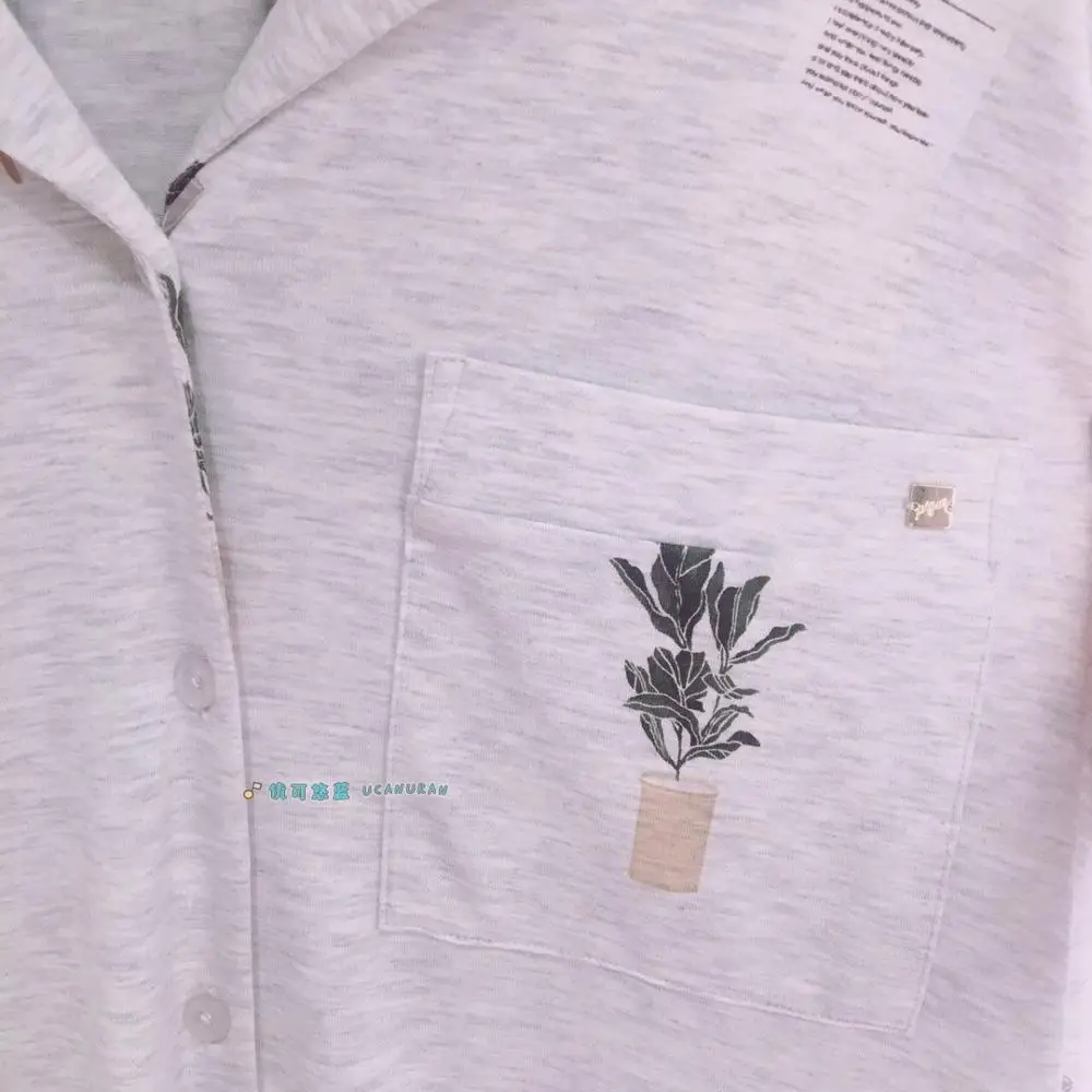 

Japanese summer and autumn modal plant and chair printing sleepwear cotton pajamas