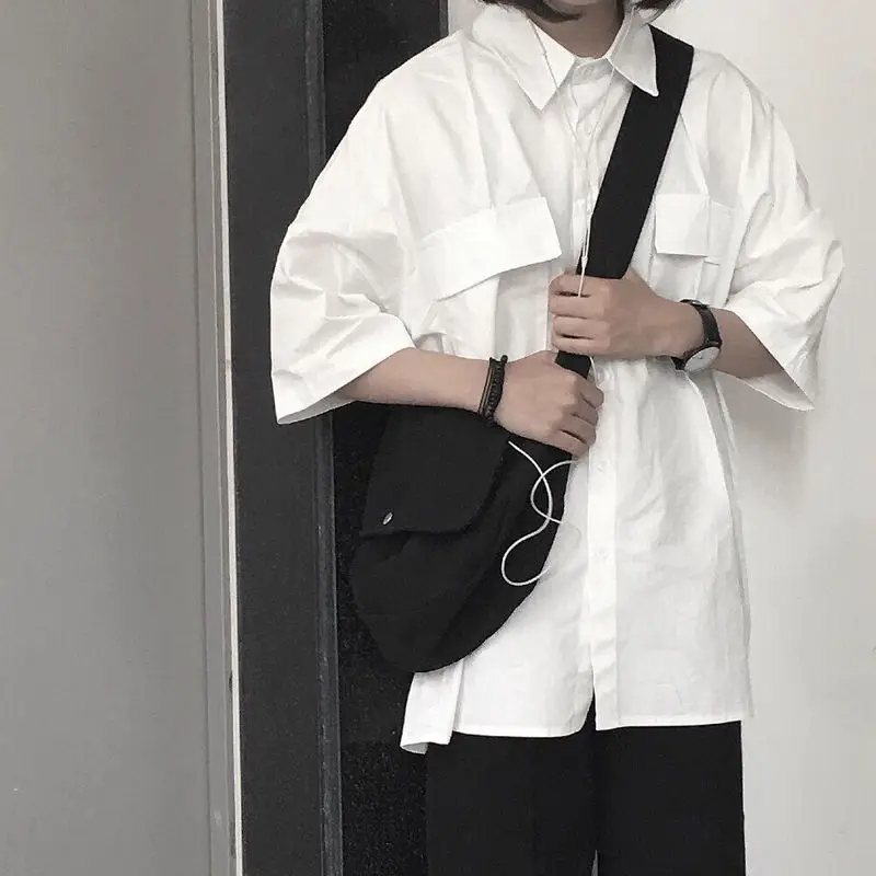 Белая женская Свободная рубашка унисекс с карманами модные простые