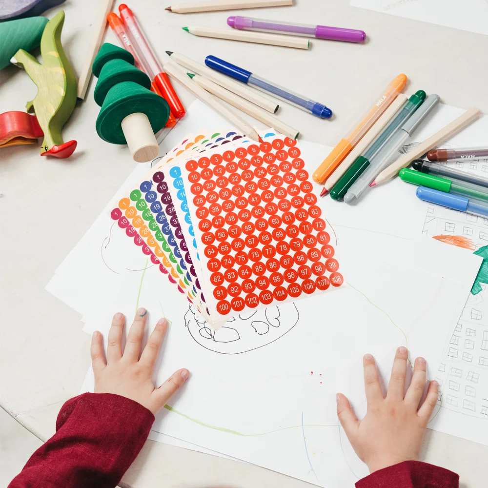 

1 Bag of 7 Sheets Round Counting Sticker Decal Marking Labels for Home Office