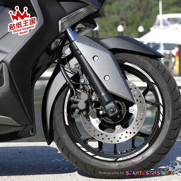 Silver Gary Для Xmax 250 300 400 наклейки на колеса мотоцикла Светоотражающие Водонепроницаемые обода мотоцикла подходит - Цвет: Silver Gary