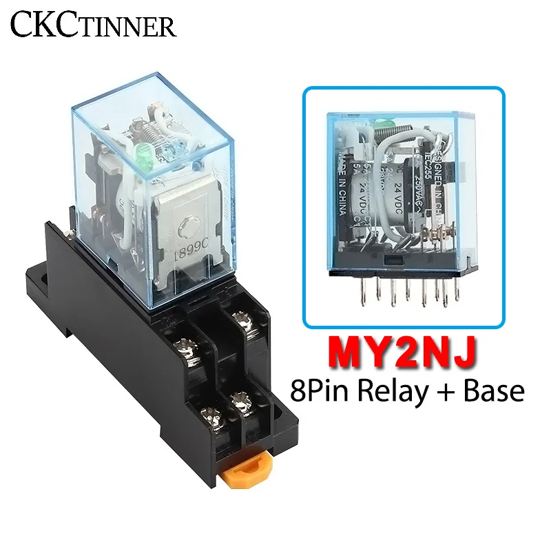 MY2NJ HH52P DPDT Miniature Coil Electromagnetic intermediate Relay  AC12V 24V DC24V AC110V 220V 8 Pin Relay with Socket Base