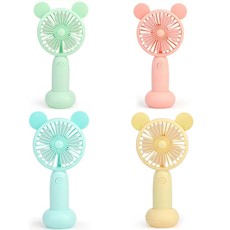 

1PC Usb Charged Fans Mini Desktop Handheld Adjustable 2 Speed Fawn Cartoon Electric Fan With Light Quiet Travel Outdoor 19QE