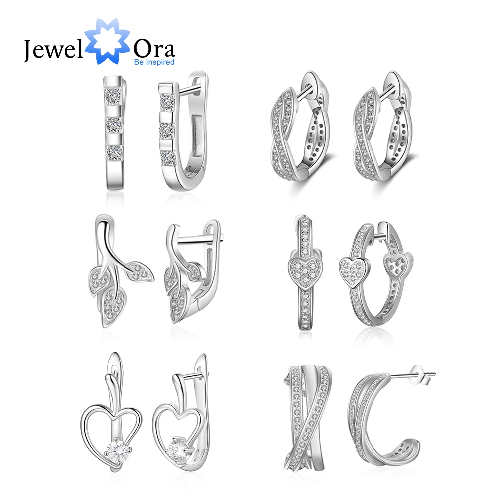 Женские серебряные сережки гвоздики JewelOra из серебра 925 пробы с кубическим