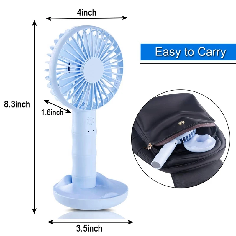 Handheld Fan Small Portable Usb Rechargeable Battery Operated Personal With Base Powerful Airflow For Office Room Outdoo | Бытовая