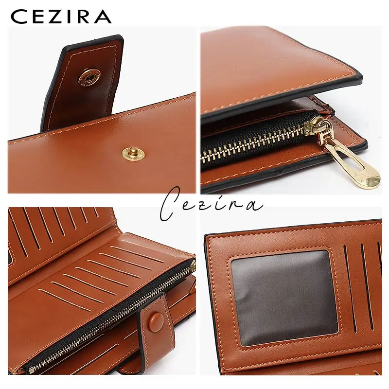 Женский кошелек из искусственной кожи CEZIRA роскошный длинный функциональный с