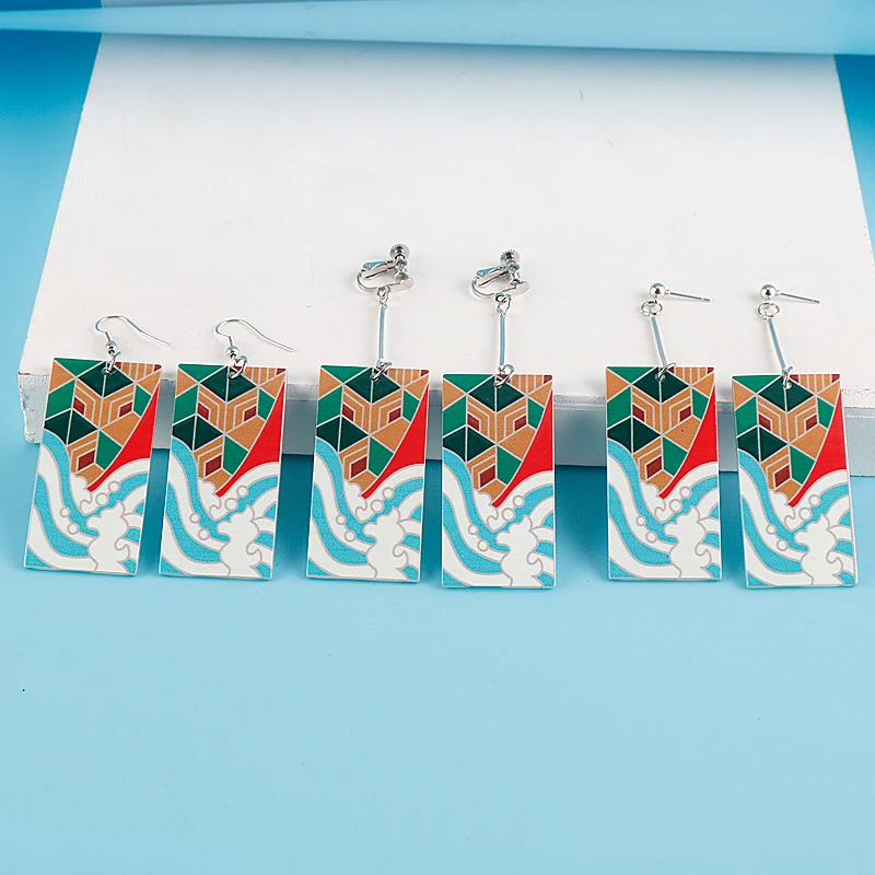 

Anime Demon Slayer Blade Earrings Kamado Tanjirou Agatsuma Zenitsu Nezuko Pendant Stud Earrings Fashion Jewelry Friends Gift