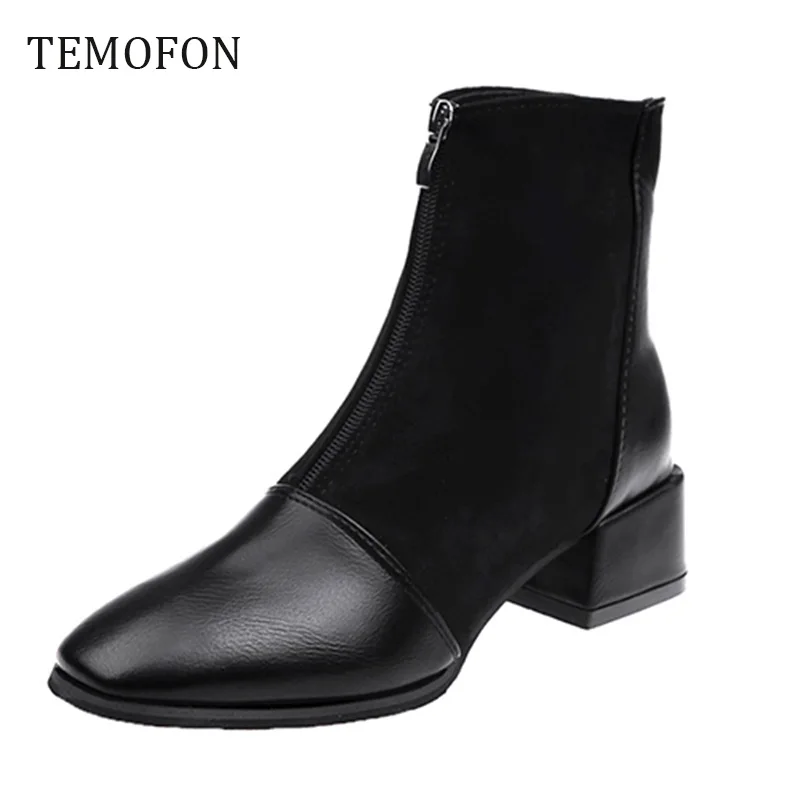 Кожаные Ботинки Martin Женские осенние пикантные ботинки с острым носком Ботильоны