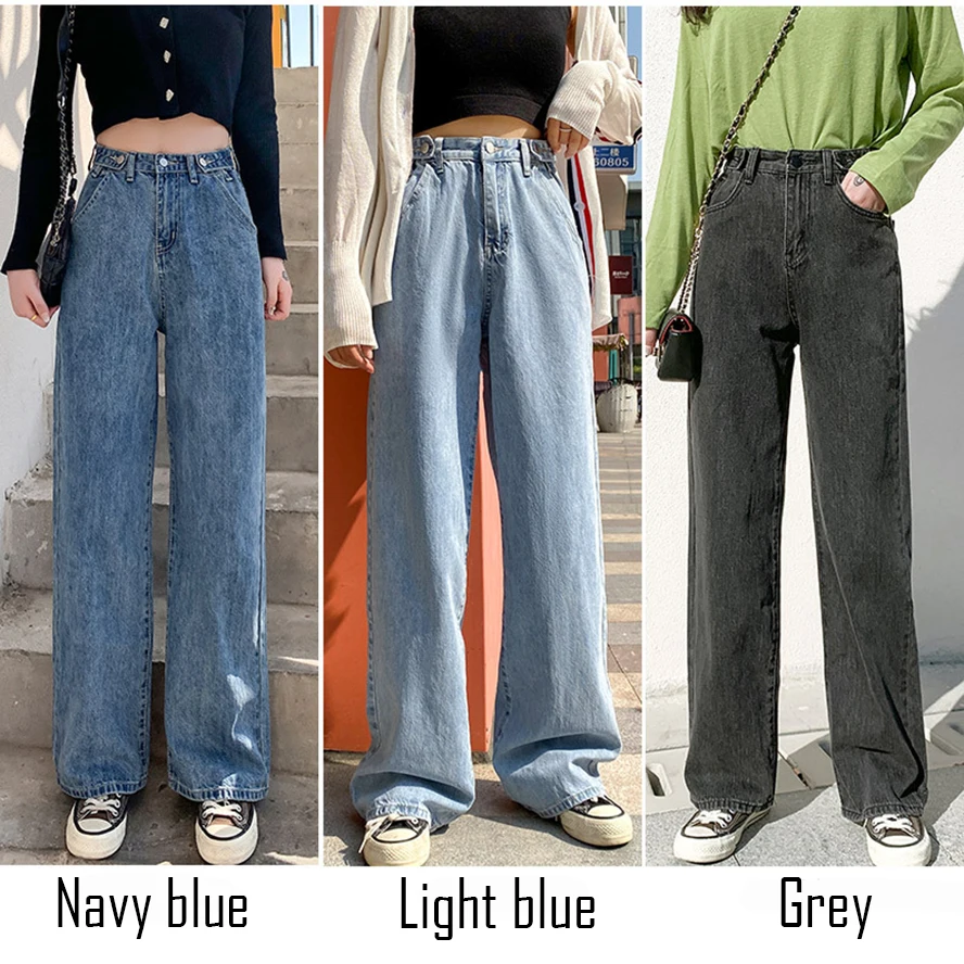 

Vanmei Woman Jeans High Waist Clothes Wide Leg Denim Clothing Blue Streetwear Vintage Quality Fashion Harajuku Straight Pan