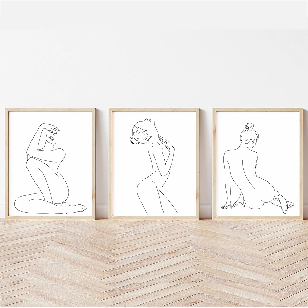 

Canvas Paintings Wall Art Nude One Line Poster Minimalist Sexy Woman Body Print FemaleMinimalist Poster Pictures Bedroom Decor