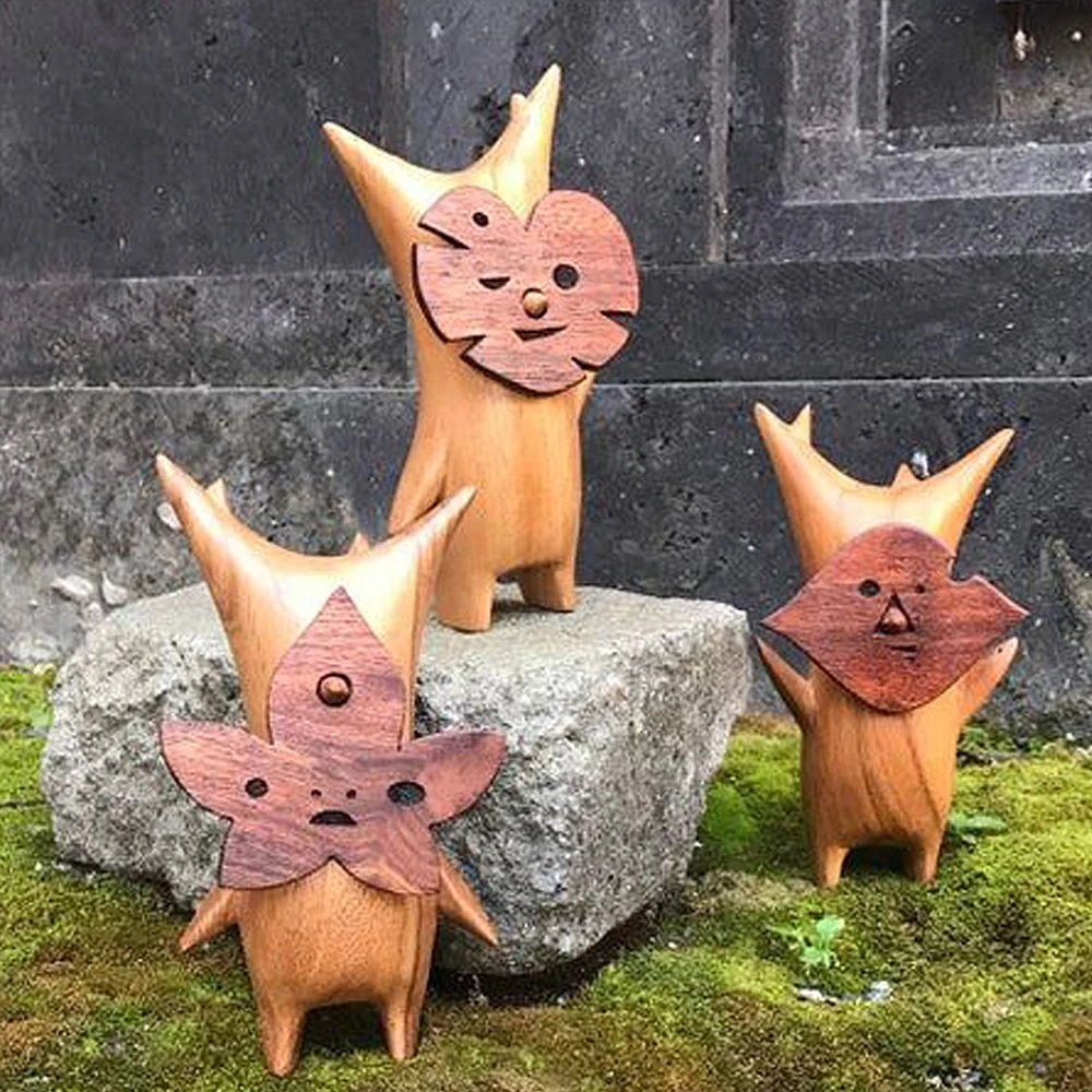 

Forest Wizard Wooden Grain Resin Ornaments Korogu The Legend Of Zel-Da Breath Of The Wild Garden Leaf Elves Crafts Garden Decor