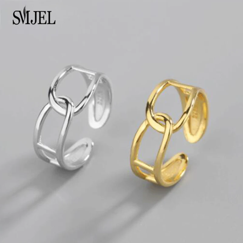 Широкое кольцо в форме цепи золотого цвета для мужчин и женщин винтажное