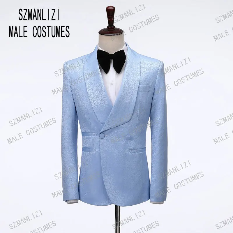 only jacket Новейший дизайн пальто брюки Тонкий блестящий серебряный курительный пиджак итальянский смокинг платье двубортные мужские свадебные костюмы жениха - Цвет: only jacket