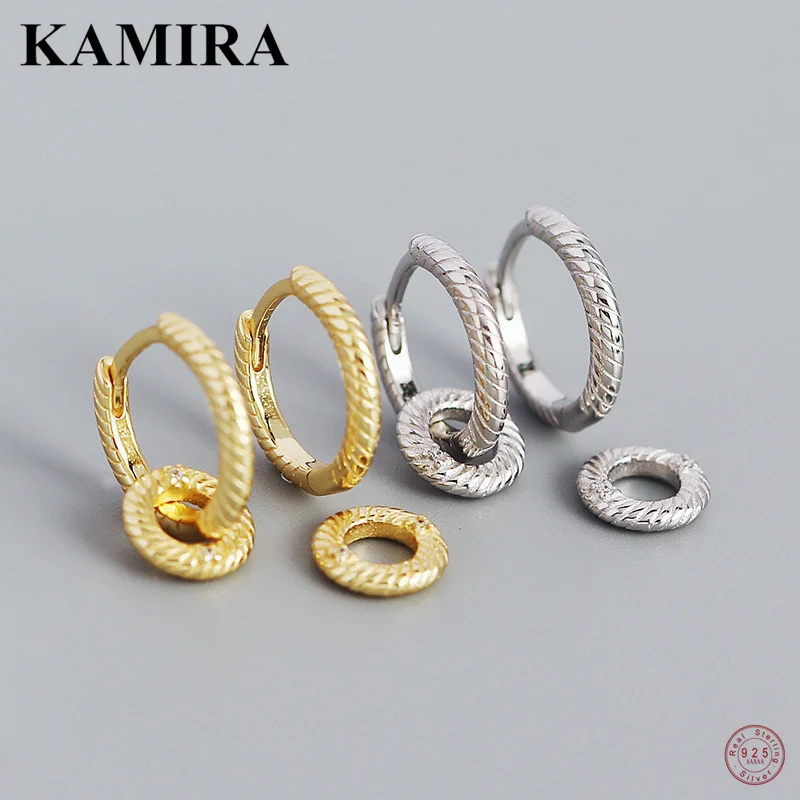 

Женские и мужские серьги-кольца KAMIRA, винтажные круглые серьги из стерлингового серебра 925 пробы, роскошные ювелирные украшения, подарочные ...