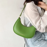 designer baguette bags for women simple ladies shoulder bag pu leather solid color female purses and handbag green party daily