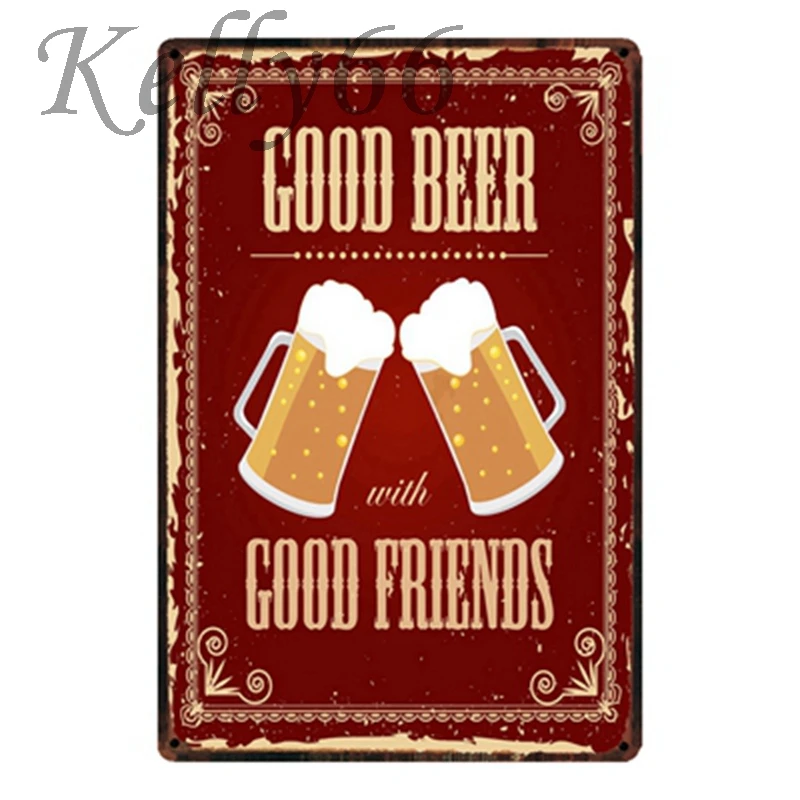 

[ Kelly66 ] GOOD BEER GOOD FRIENDS Vintage Metal Sign Tin Poster Home Decor Bar Wall Art Painting 20*30 CM Size y-1678