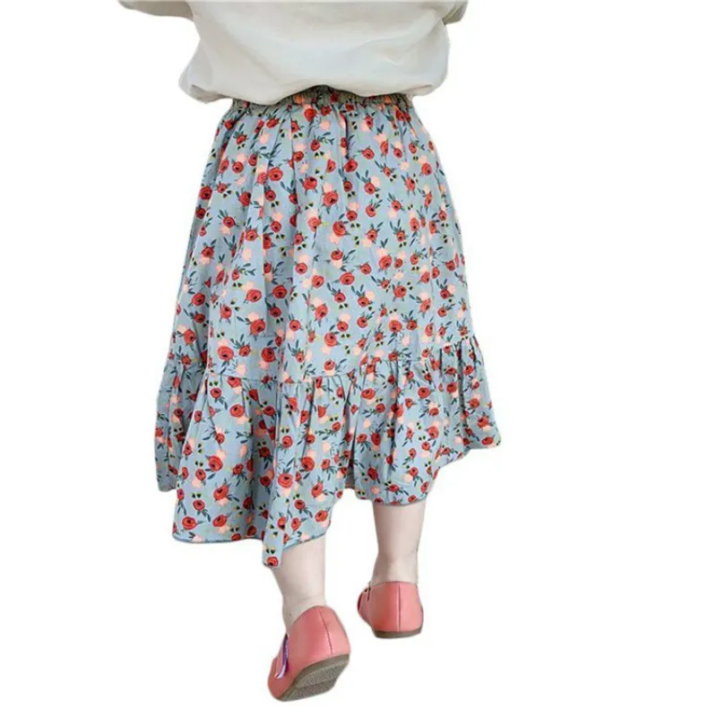 

Printed Skirt for Girl 2020 Casual Summer Clothing Elastic Waist Pleated Skirts Children's Mid-Calf Bottom Fashion Skirts
