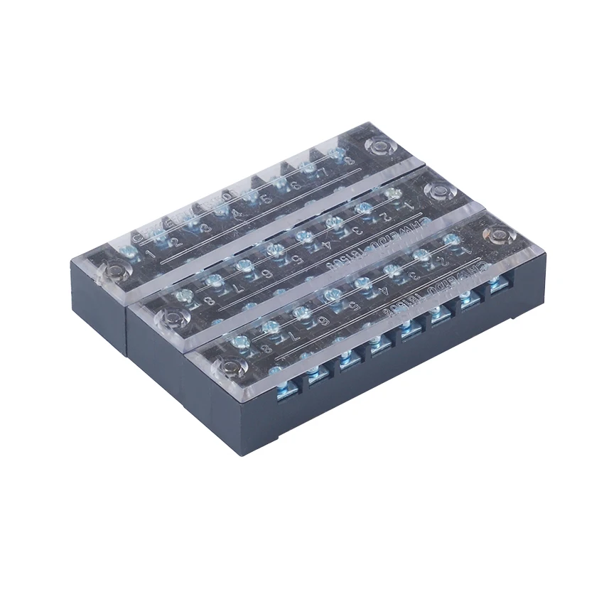 TB1508 2 шт. двухрядный винтовой клеммный блок полоса 8P 15A/600 в электрический провод