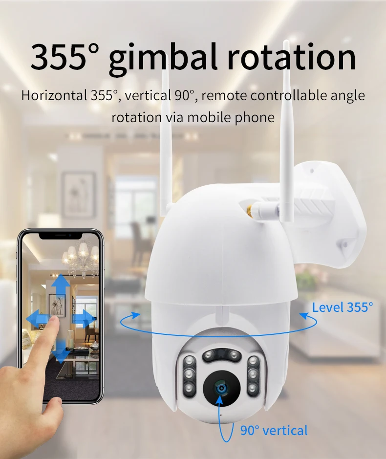 Водонепроницаемая IP-камера видеонаблюдения 1080P FHD H.265 с поддержкой Wi-Fi и голосовым