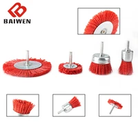 4pc 124inch nylon cup brush 80grit abrasive wire wheel brush for wood metal polishing deburring rotary tool angle grinder tool