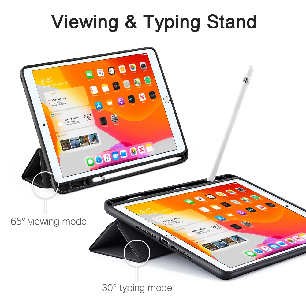 ESR чехол для iPad Air 3 Mini 5 7 Folio крышка отделения для резинового масла ультра тонкий смарт карандаш слот Мягкий ТПУ чехол для iPad 7 7 10,2