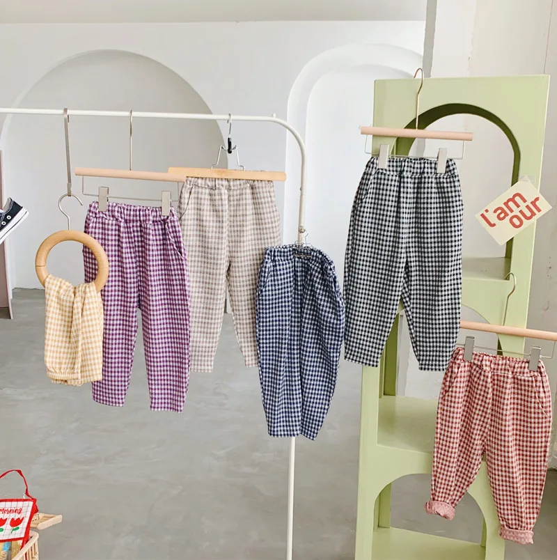 

Children's Korean Casual Plaid Pants 2020 Autumn New Boys and Girls Harem Pants Fashion Baby Girl Cute Trousers Boys Clothes