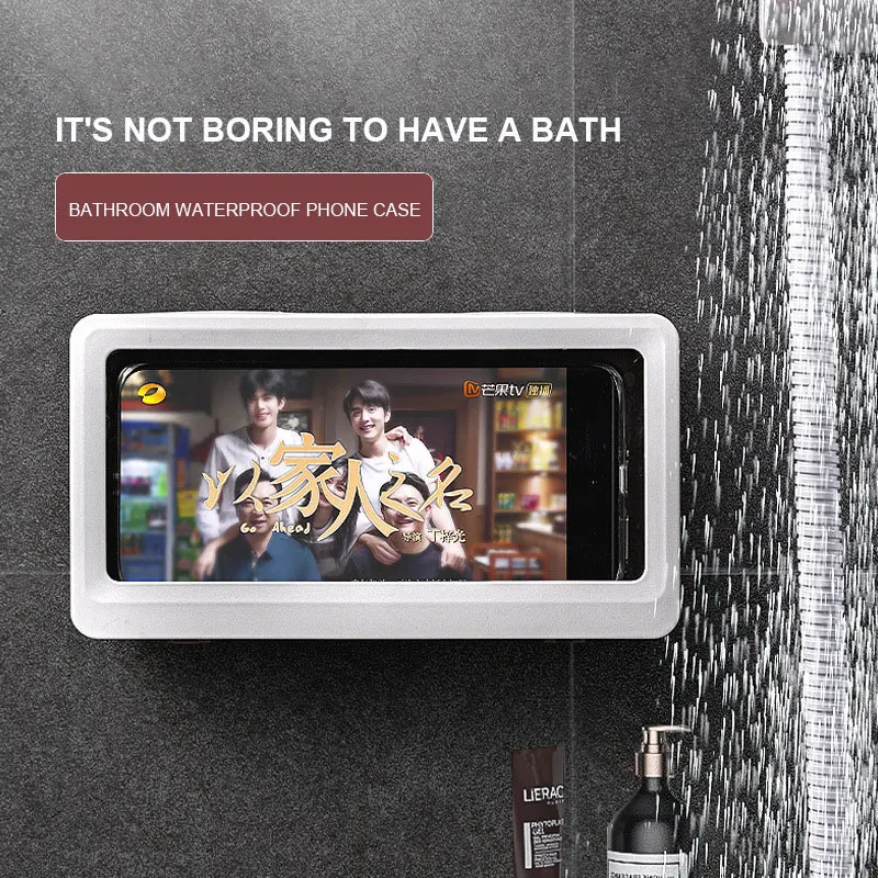 

Home Wall Waterproof Mobile Phone Box Bath Wall Mounted Holder Waterproof Phones Storager All Covered Mobile Phone Shelves