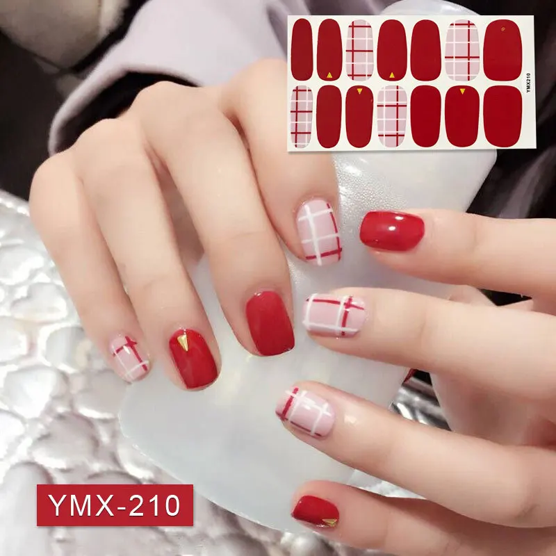 YMX210 14 подсказок/лист для маникюра ногтей стикер s полное покрытие наклейки Обертывания украшения «сделай сам» Маникюр слайдер винил для ногтей клей наклейки для ногтей Nail Sticker - Цвет: YMX210