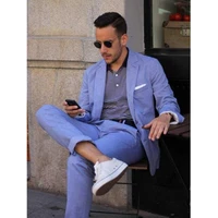 2020 new design summer casual mens suits peaked suit beach wedding suits for men slim fit grooms tuxedos two piece groomsmen