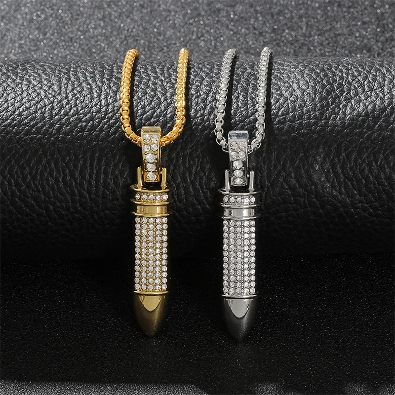 Хип хоп ожерелье с кулоном в виде пули для мужчин дизайнерское звеньевое 3 цвета