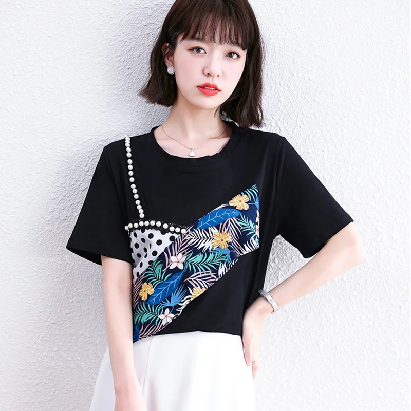

Chiffon Stitch Ruffle Korean Fashion Summer Women'S Clothing Vintage Short Sleeved T-shirts Blouses Top New Vetement Femme 2021
