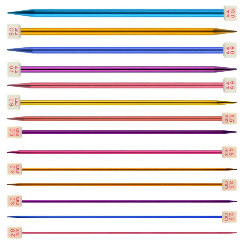 

14 Sizes 28Pcs/Set 35cm Single Pointed Knitting Needles Pins Straight Aluminum DIY Weaving Tool 2.0mm-10mm