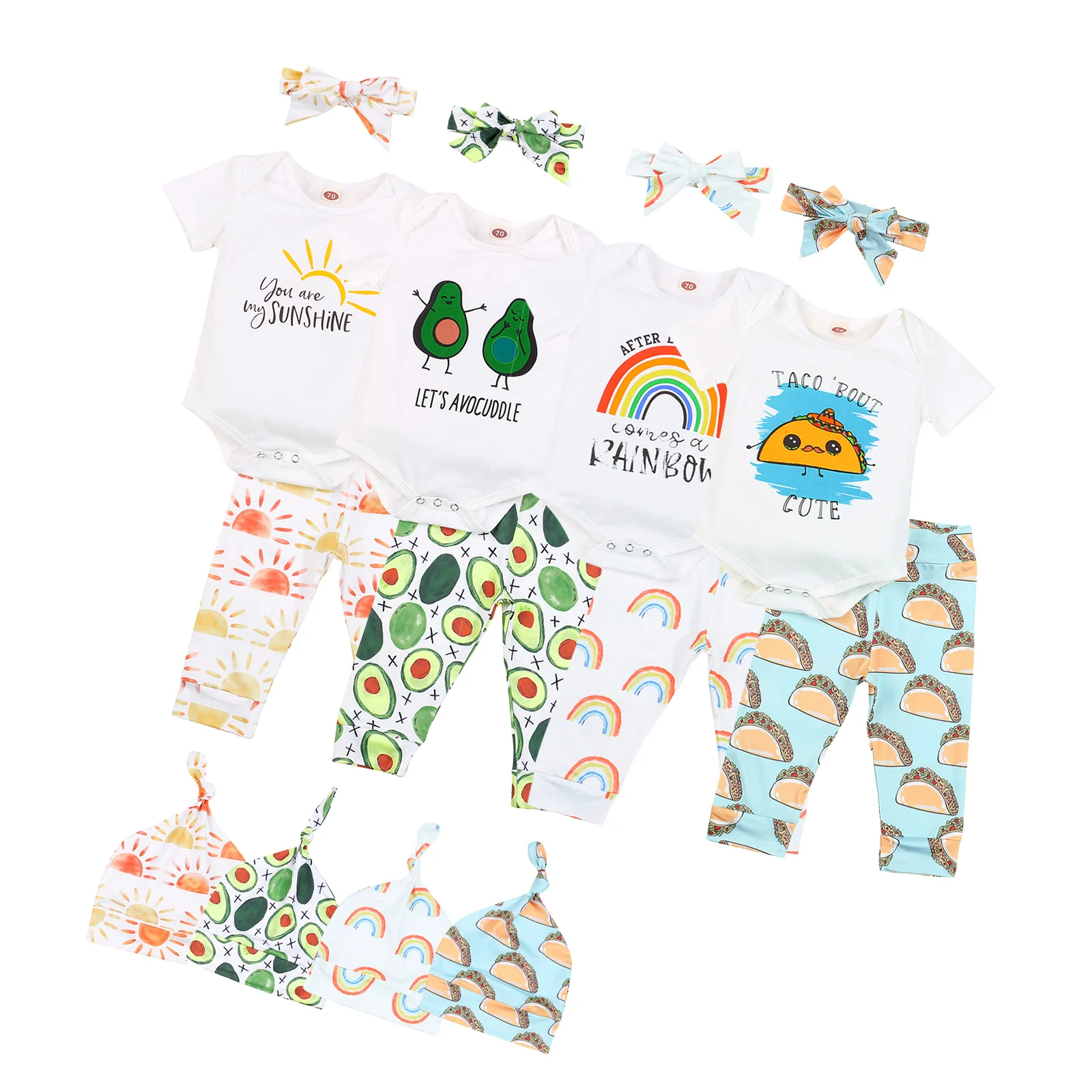 

Комплект летней одежды Lioraitiin для новорожденных девочек 0-18 месяцев, 3 предмета, комбинезон с коротким рукавом, топ, длинные брюки с принтом солнца, 2021-05-20