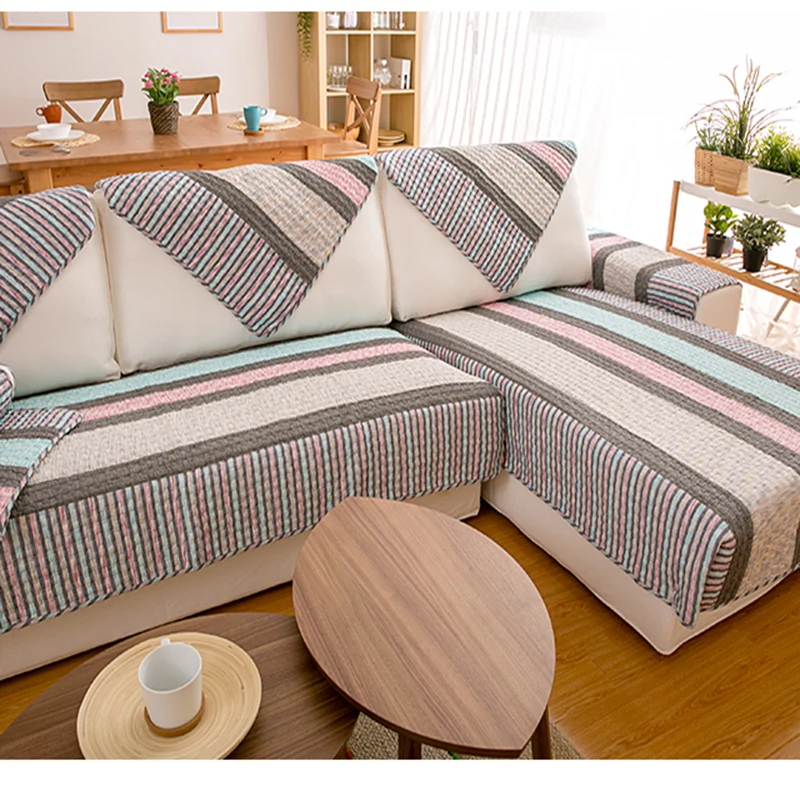 Современный разноцветный чехол для дивана в полоску гостиной угловая подушка
