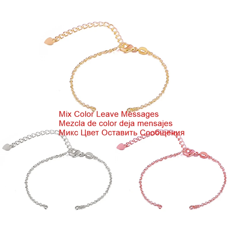 MixColorLeaveMessage Поставки для ювелирных изделий медные 2 петли регулируемые слайдер цепочки, аксессуары для женщин модные очаровательные браслеты сделай сам - Цвет: MixColorLeaveMessage