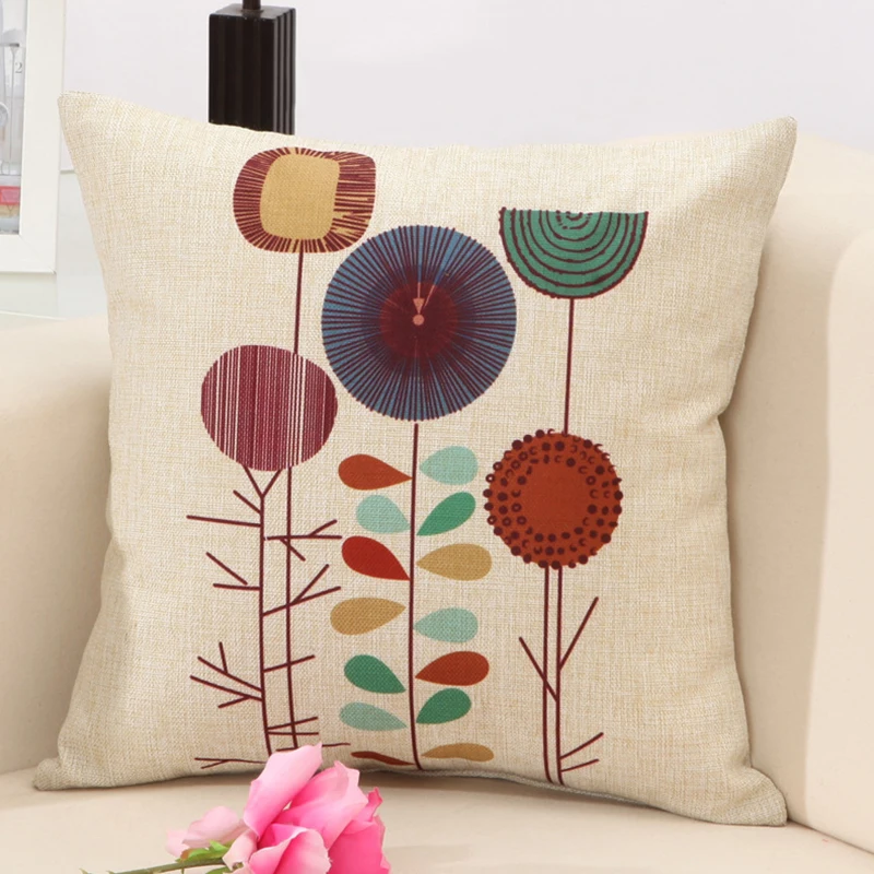 

New Arrivel Fashion Cotton Linen Flower Pattern Throw Pillow Cushion Cover Seat Car Home Decor Sofa Bed Decorative Pillowcase