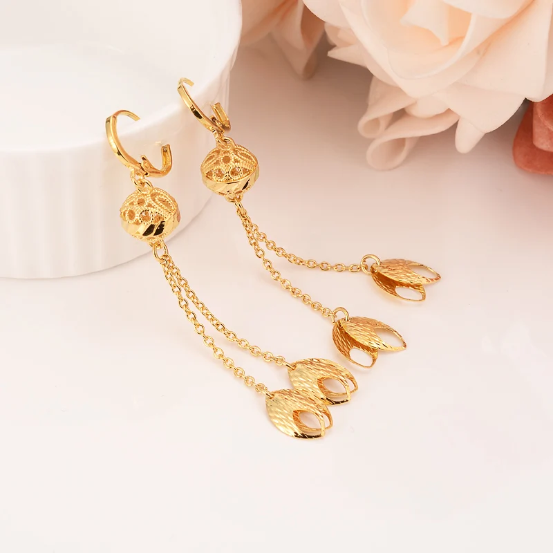 Серьги-подвески с золотыми бусинами для женщин/девочек модные ювелирные изделия