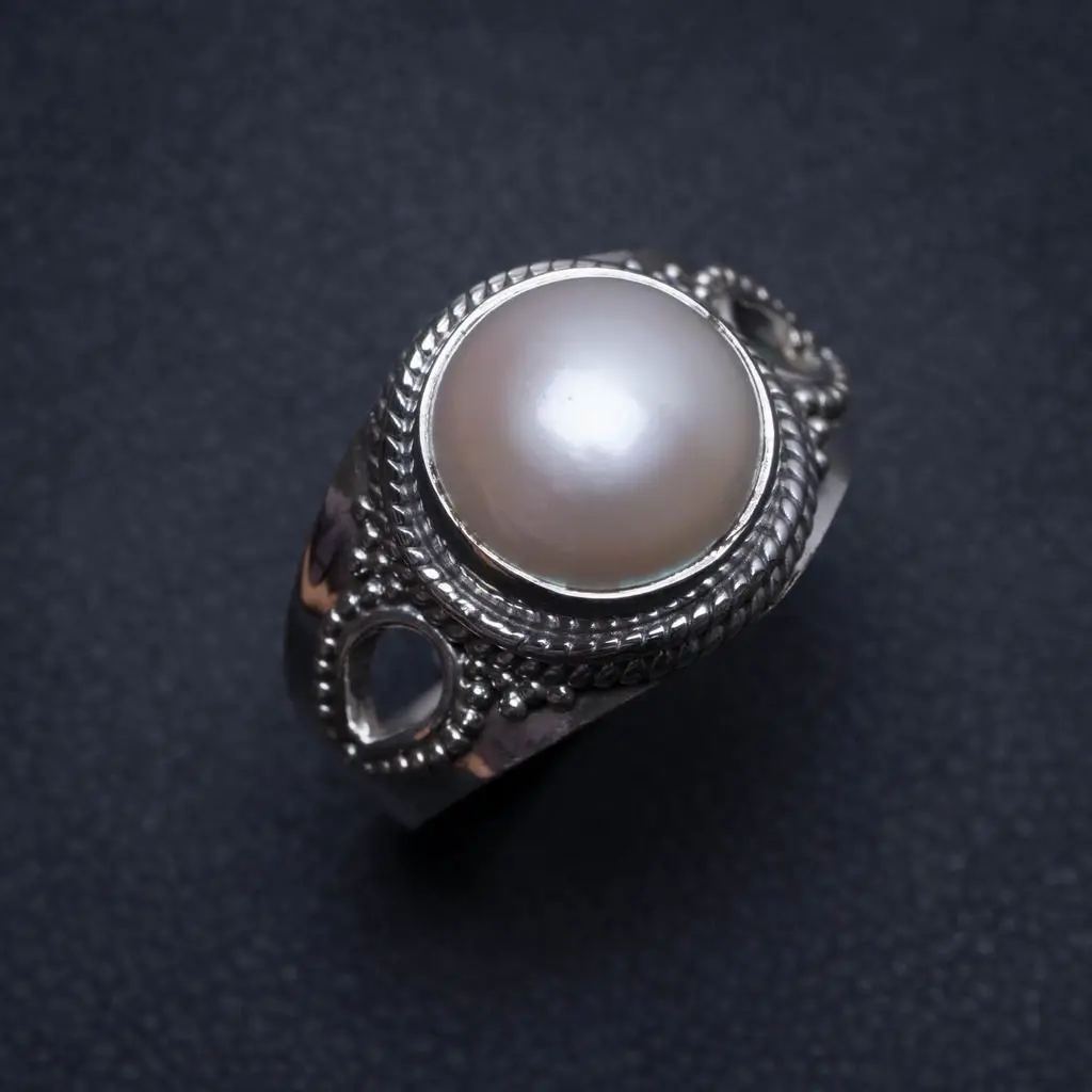 

Natural River Pearl Handmade Unique 925 Sterling Silver Ring, US Size 7.25 S2128