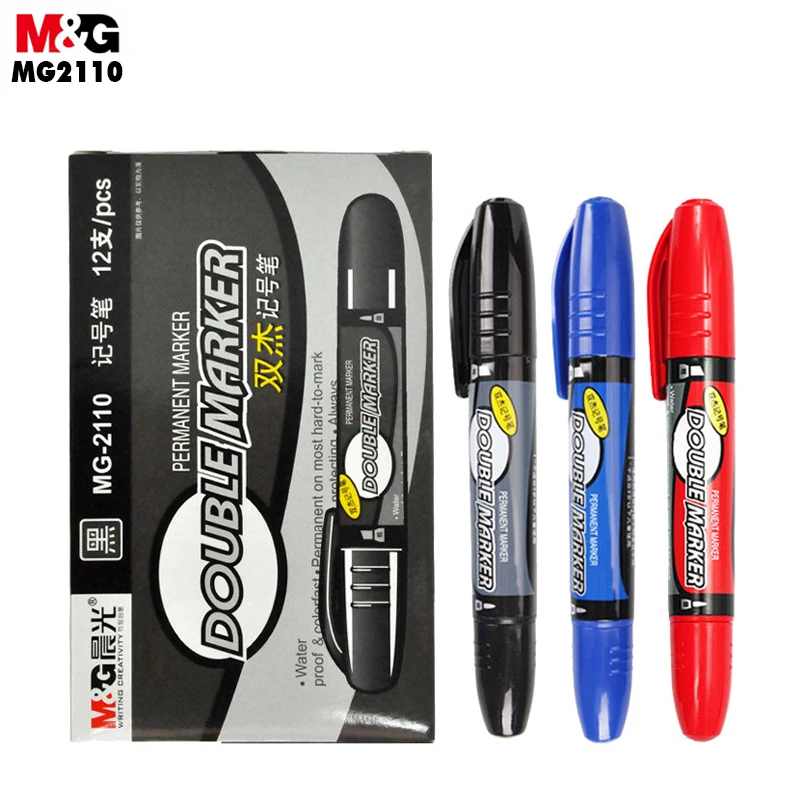 M&G Double Marker Pen. (12p/box) CD-ROM Pen, Big Head Pen,Lo